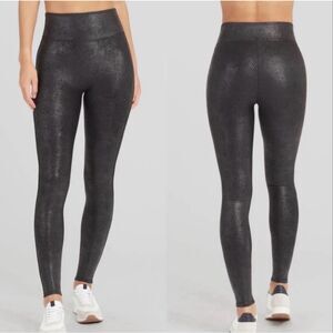 Spanx Faux Leather Snake Print Leggings XL